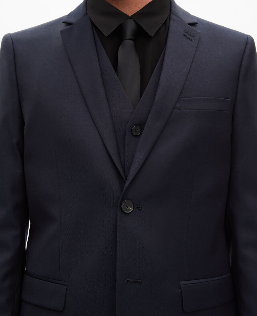 The Kooples MEN DARK NAVY straight cut blue wool suit jacket