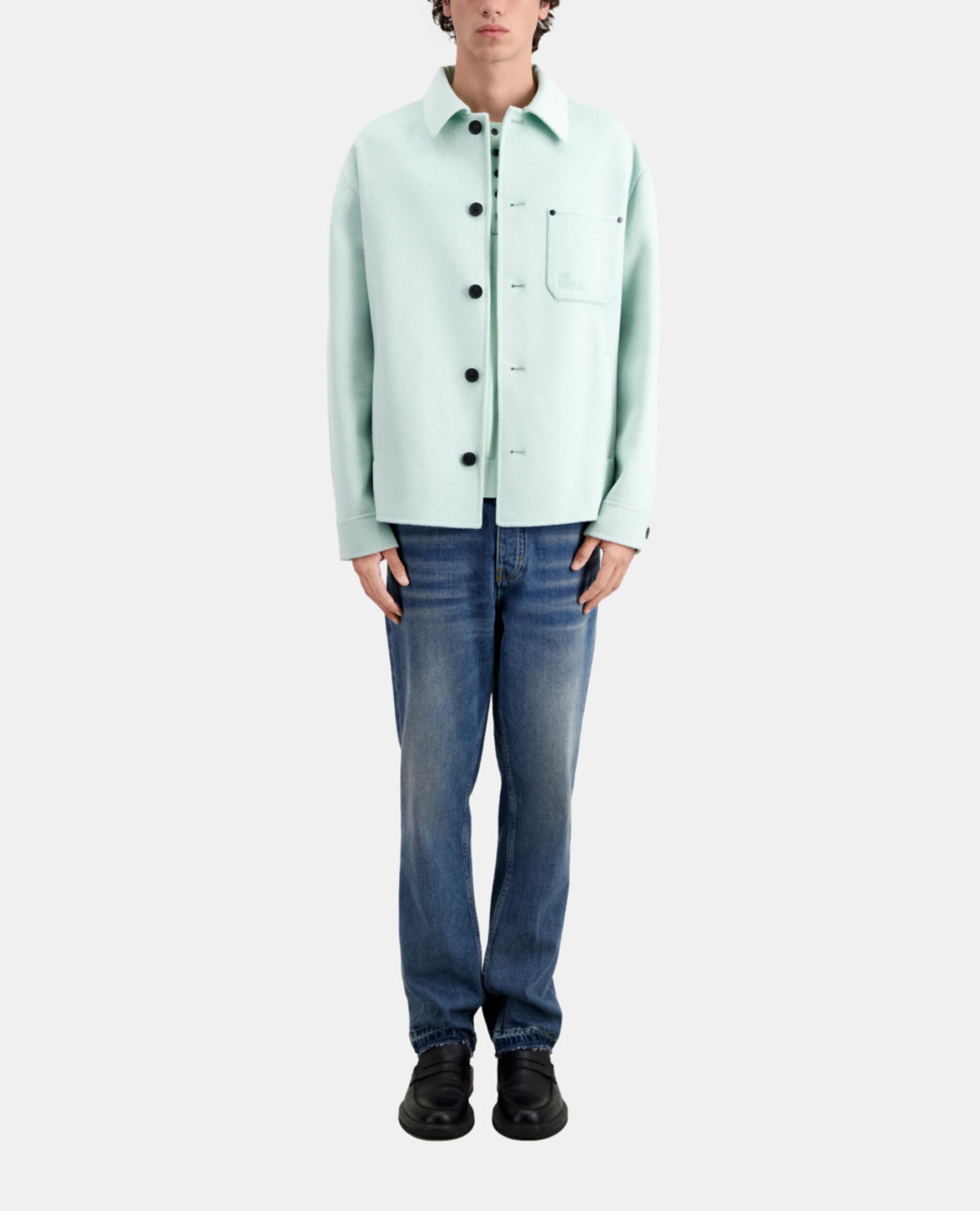Green wool overshirt style jacket, OCEAN, hi-res image number null