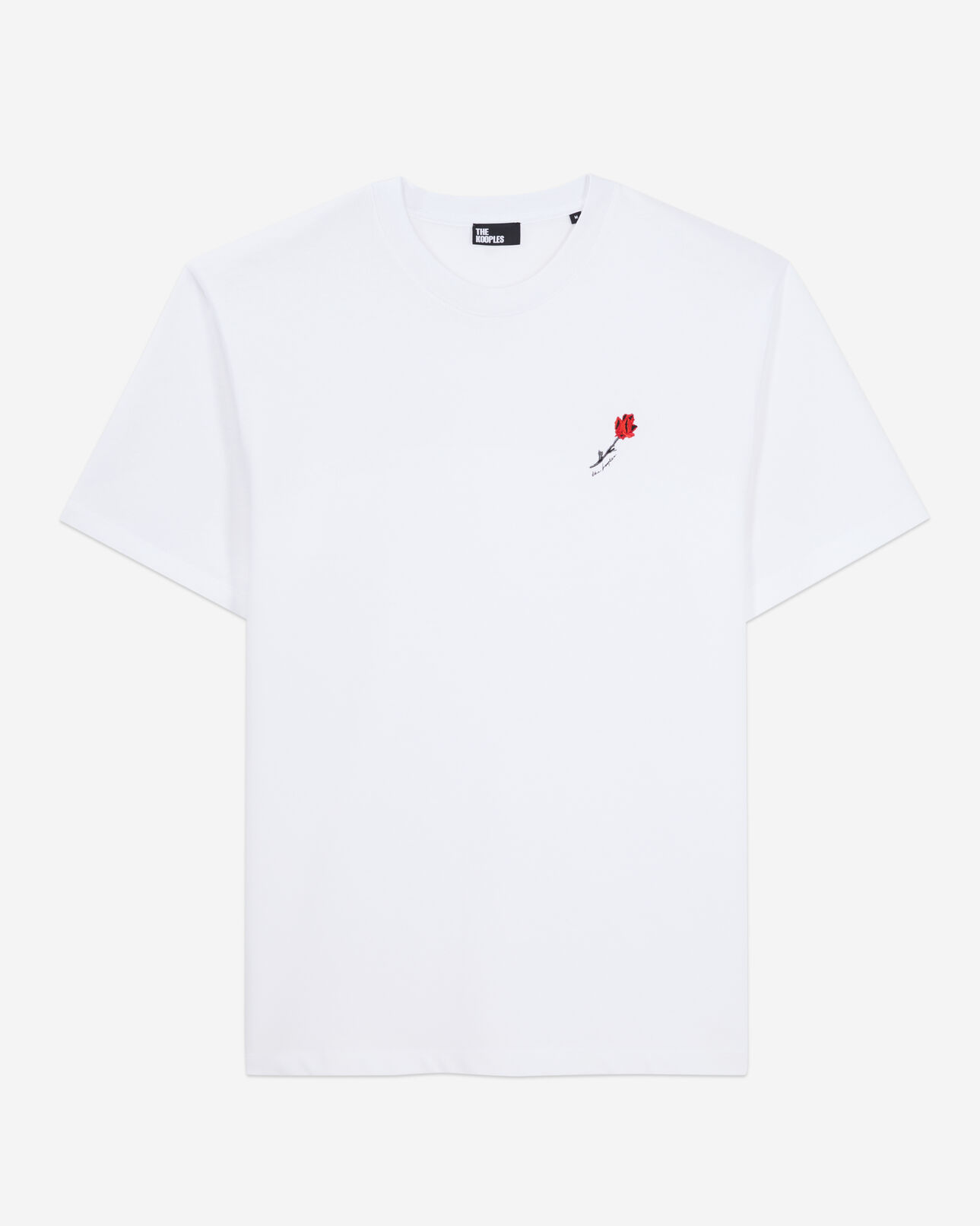 The Kooples MEN WHITE men's white t-shirt with flower embroidery