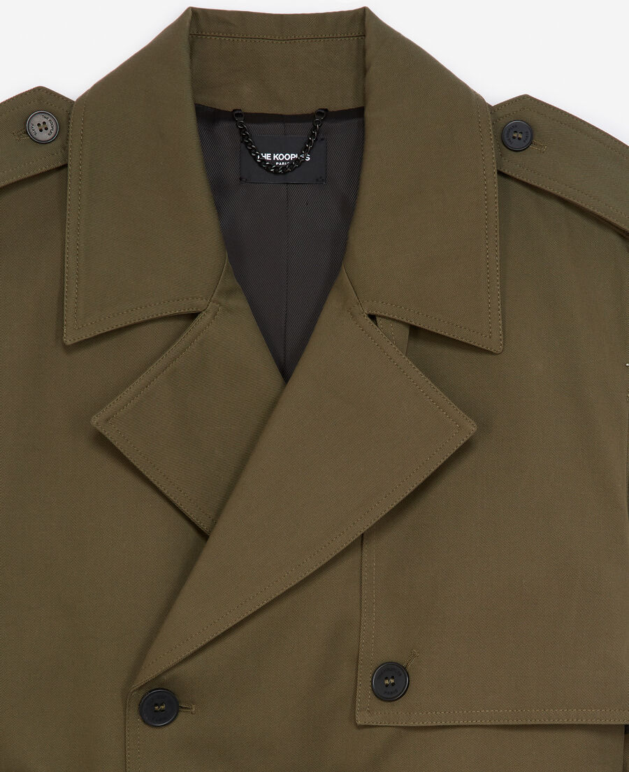 Double-breasted military khaki trench coat | The Kooples