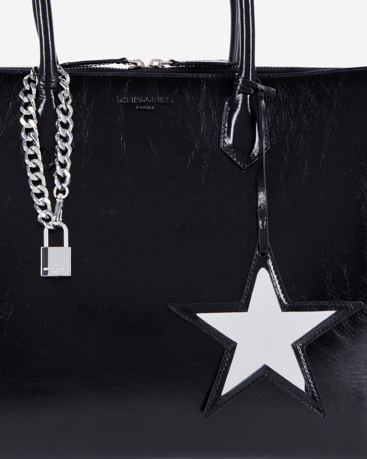 The Kooples DAMEN BLACK ming xl-tasche aus schwarzem leder