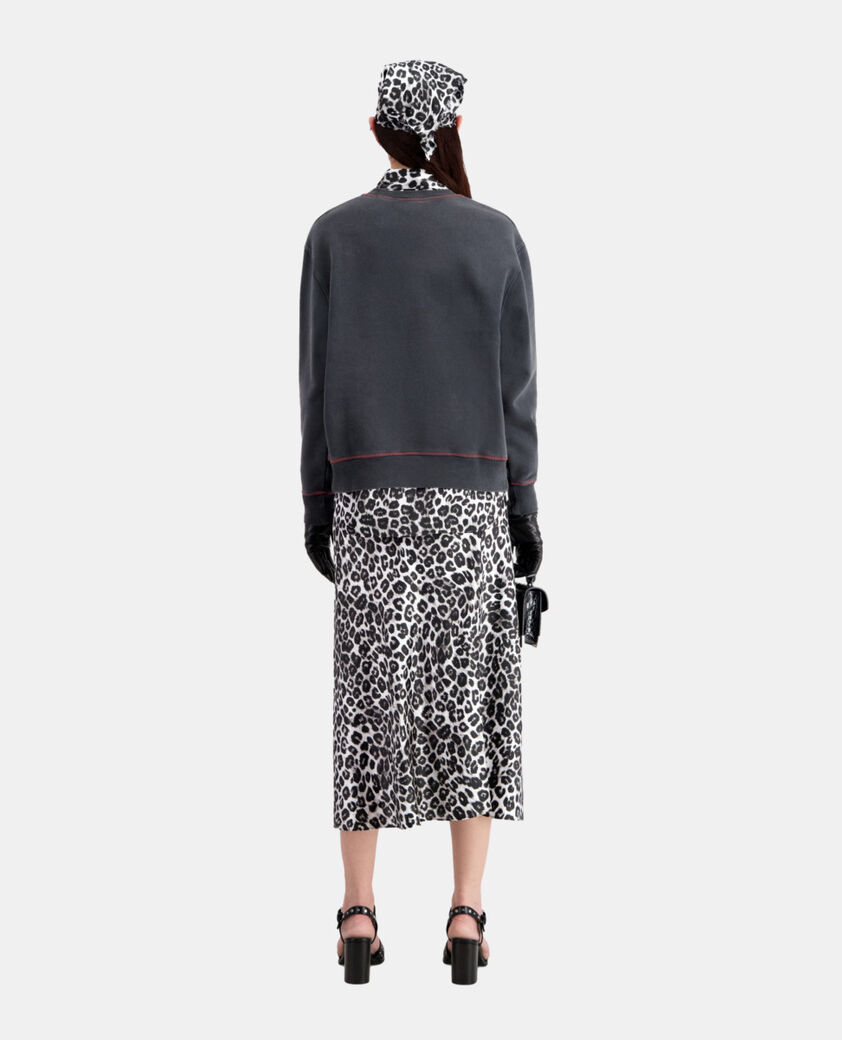 The Kooples WOMEN BLACK WASHED women's black sweatshirt with racing skull serigraphy