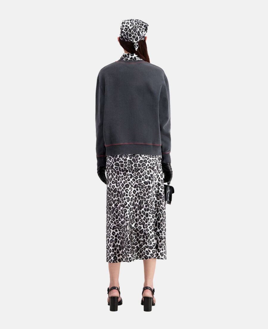 The Kooples WOMEN BLACK WASHED women's black sweatshirt with racing skull serigraphy