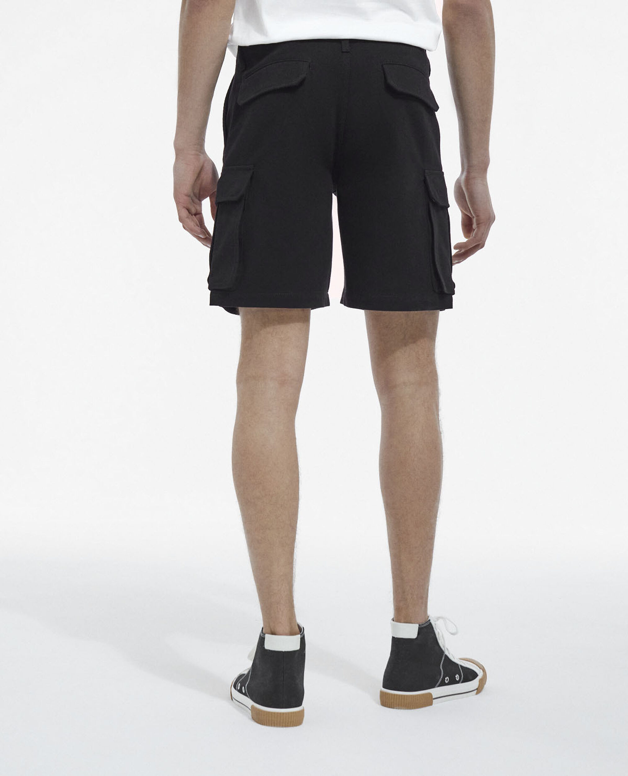 Black organic cotton shorts w/ cargo pockets, BLACK, hi-res image number null