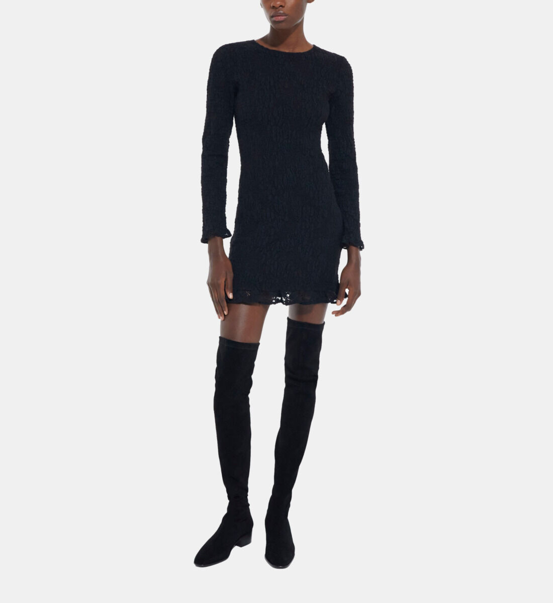 Robe courte en dentelle noire The Kooples France