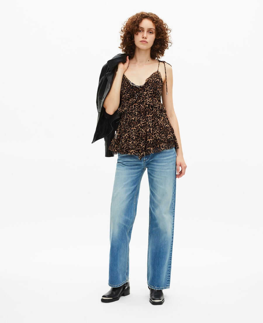 The Kooples DAMEN LEOPARD top mit r&uuml;schen im leopardenmuster