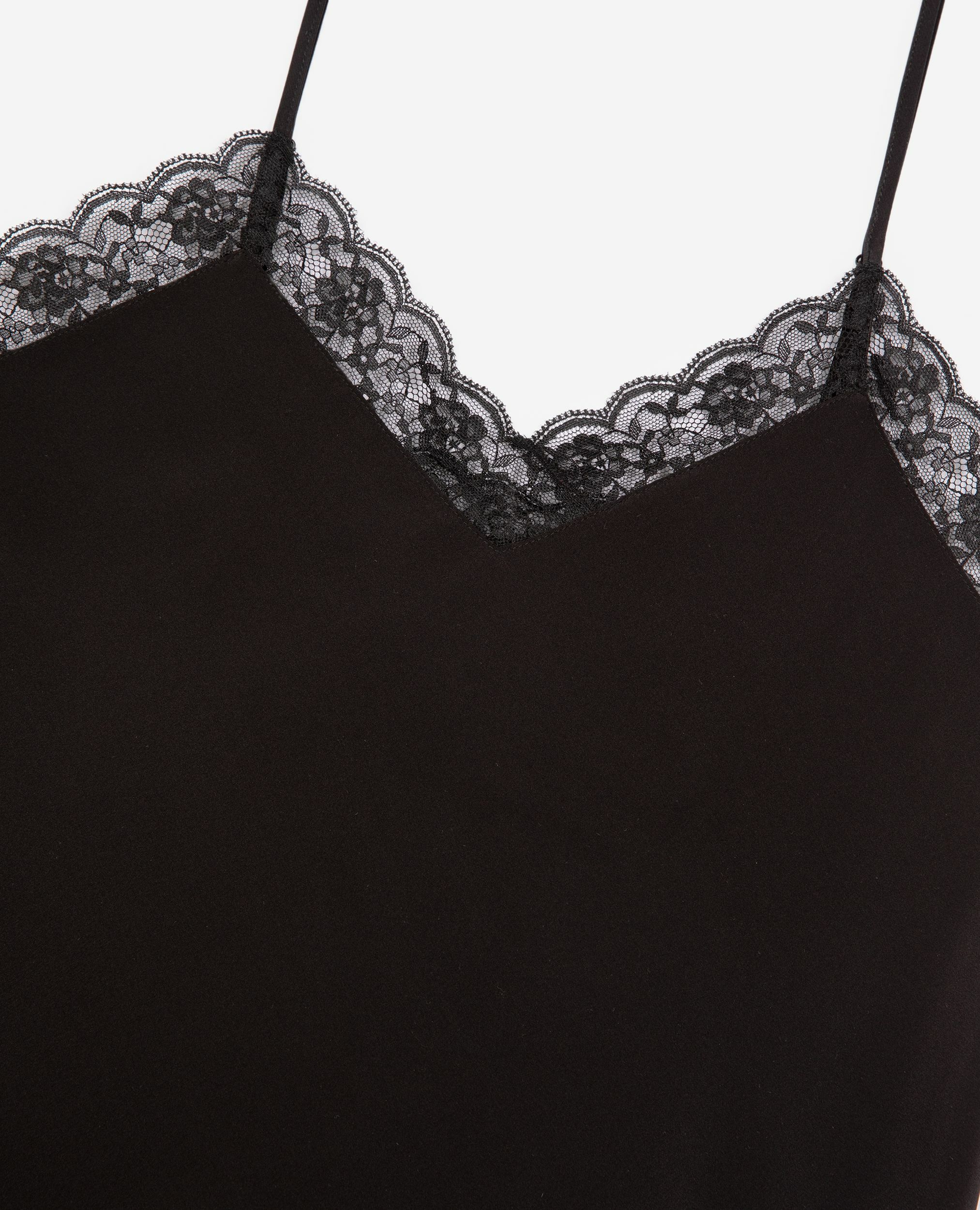Black silk and lace camisole, BLACK, hi-res image number null
