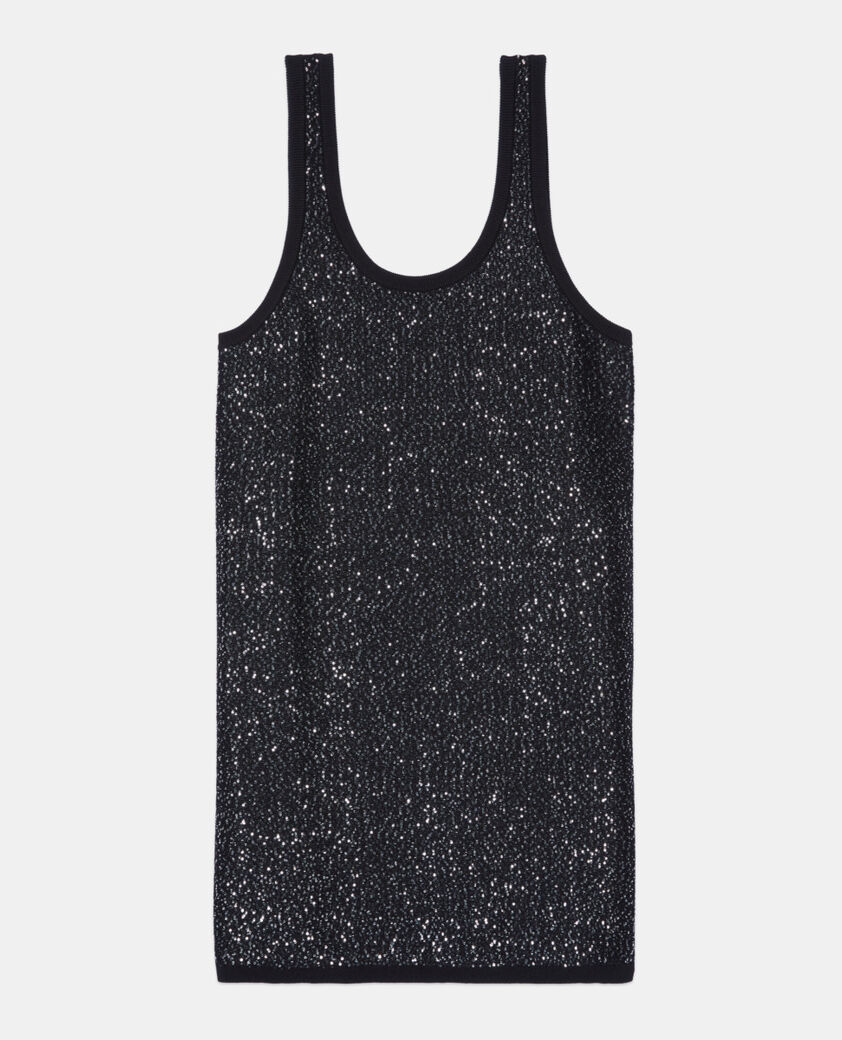 The Kooples FEMME BLACK robe courte à sequins en maille noire