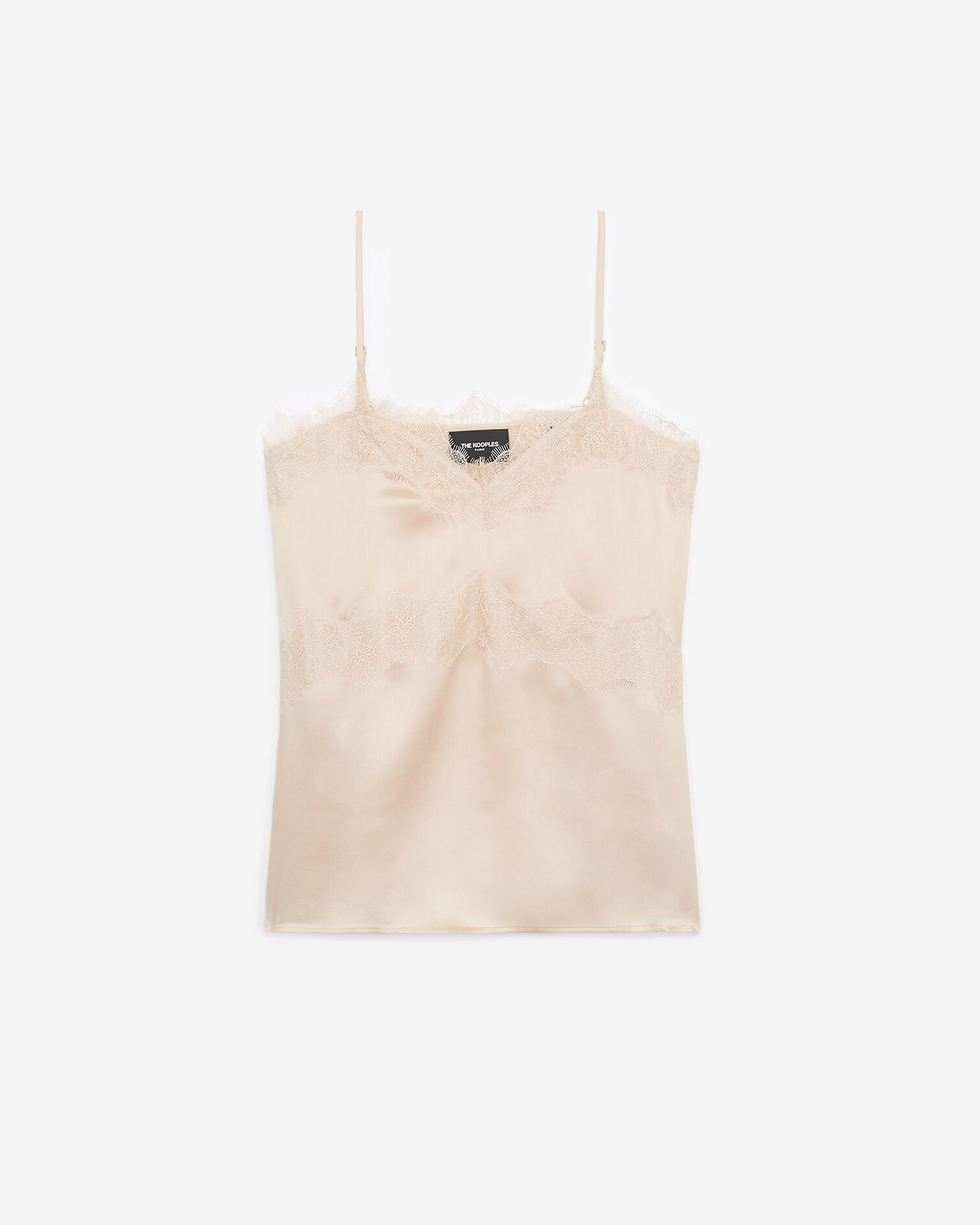 Light pink silk camisole with lace details, NUDE, hi-res image number null