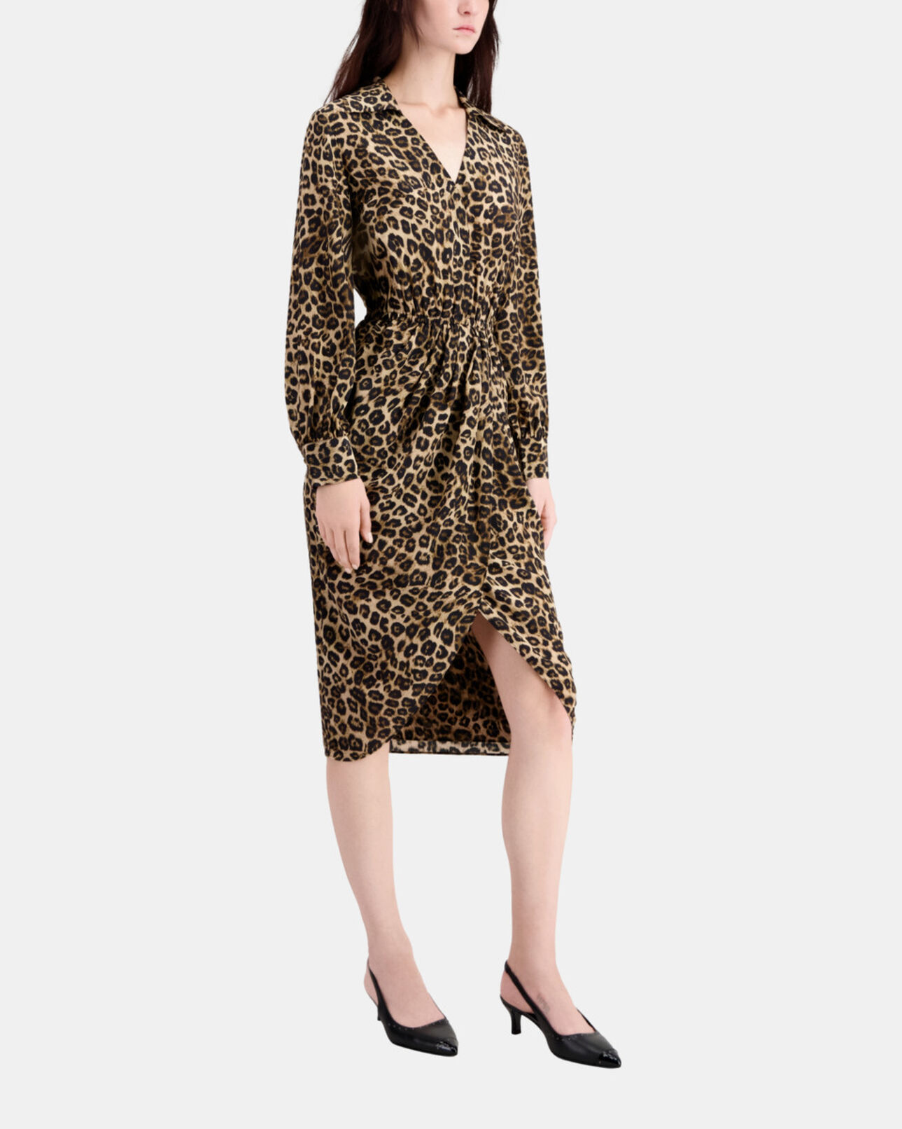 The Kooples FEMME LEOPARD robe mi-longue imprimée en soie