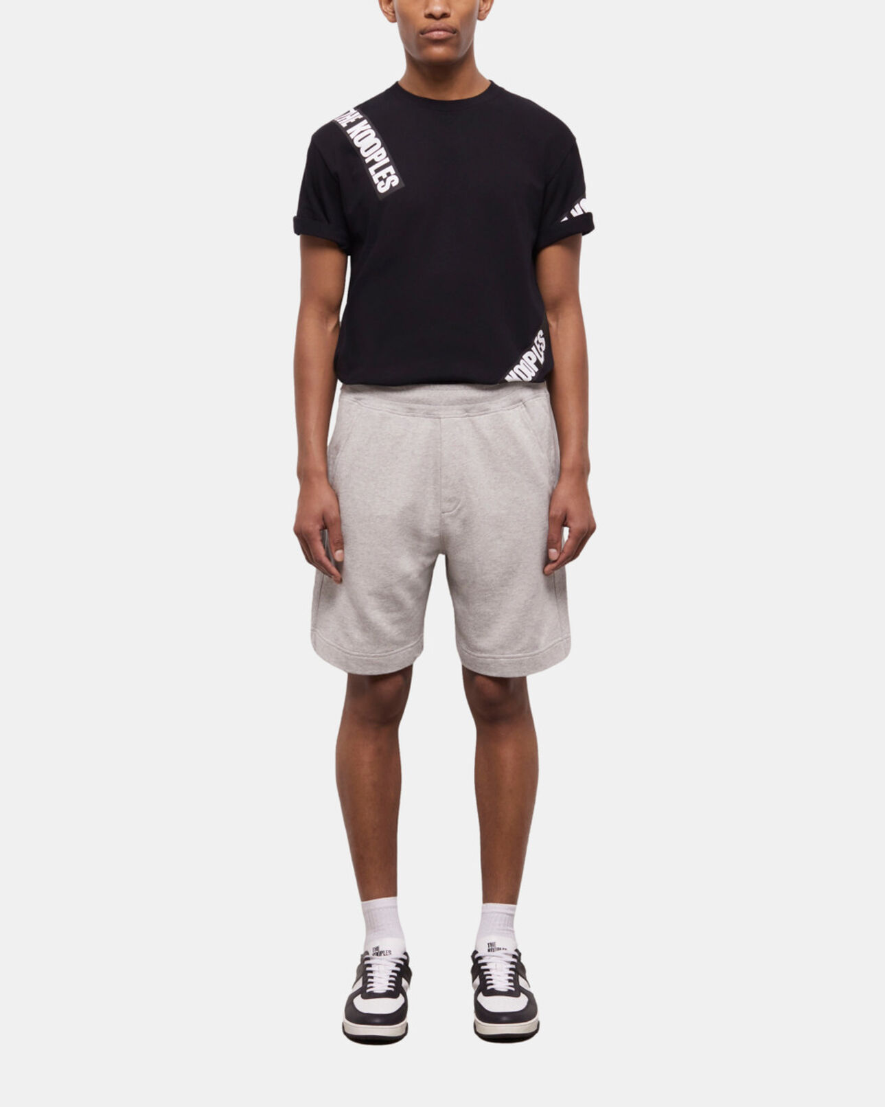 The Kooples MEN GRIS CLAIR light gray fleece shorts
