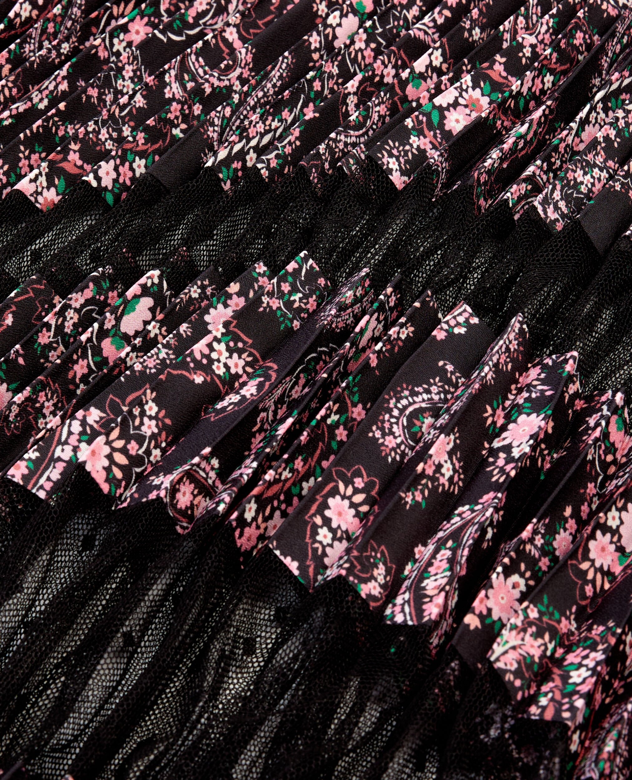 Jupe longue plissée imprimée, BLACK / PINK, hi-res image number null