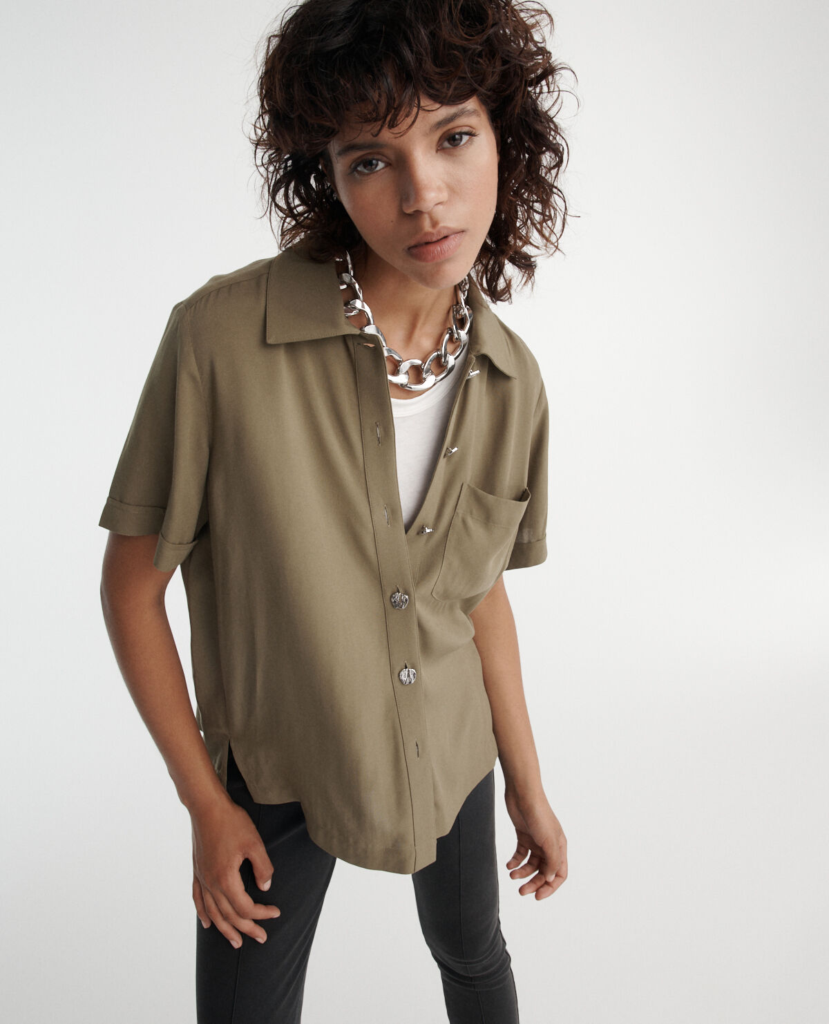 Chemise kaki fluide poche poitrine The Kooples
