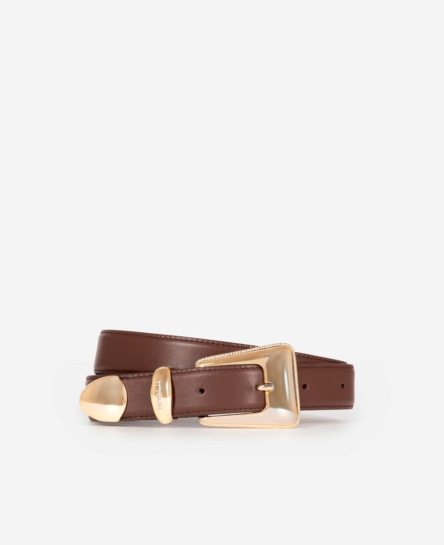 The Kooples FEMME BROWN ceinture boucle western en cuir marron