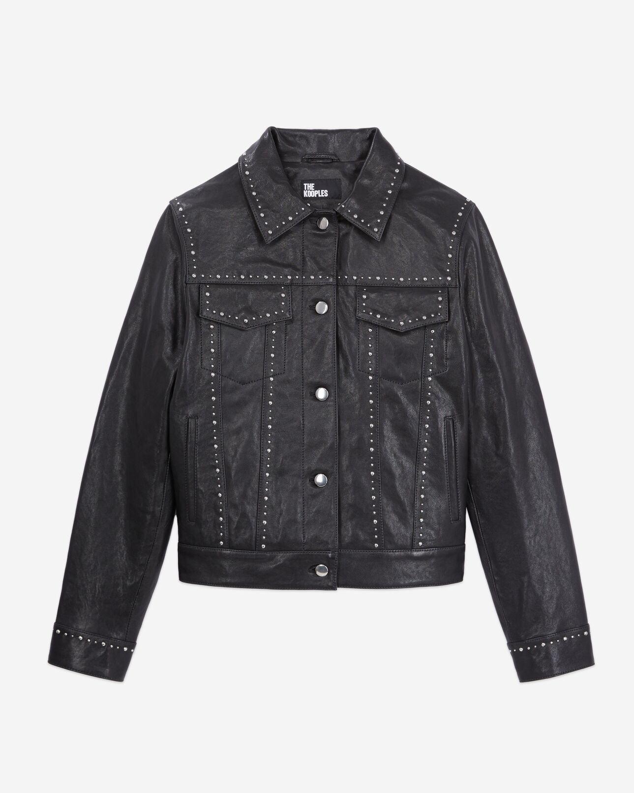 The Kooples FEMME BLACK veste en cuir noir avec clous