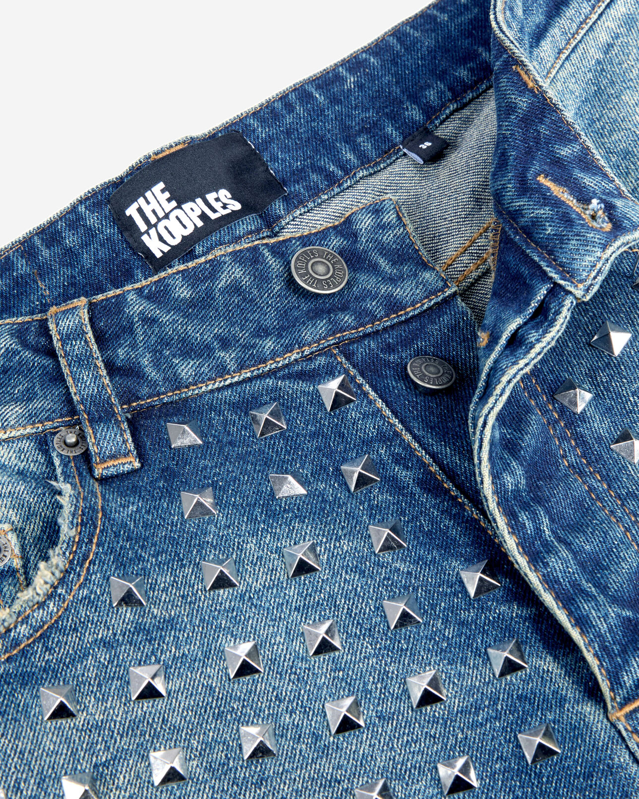 The Kooples WOMEN BLUE ELECTRIC blue straight studded jeans