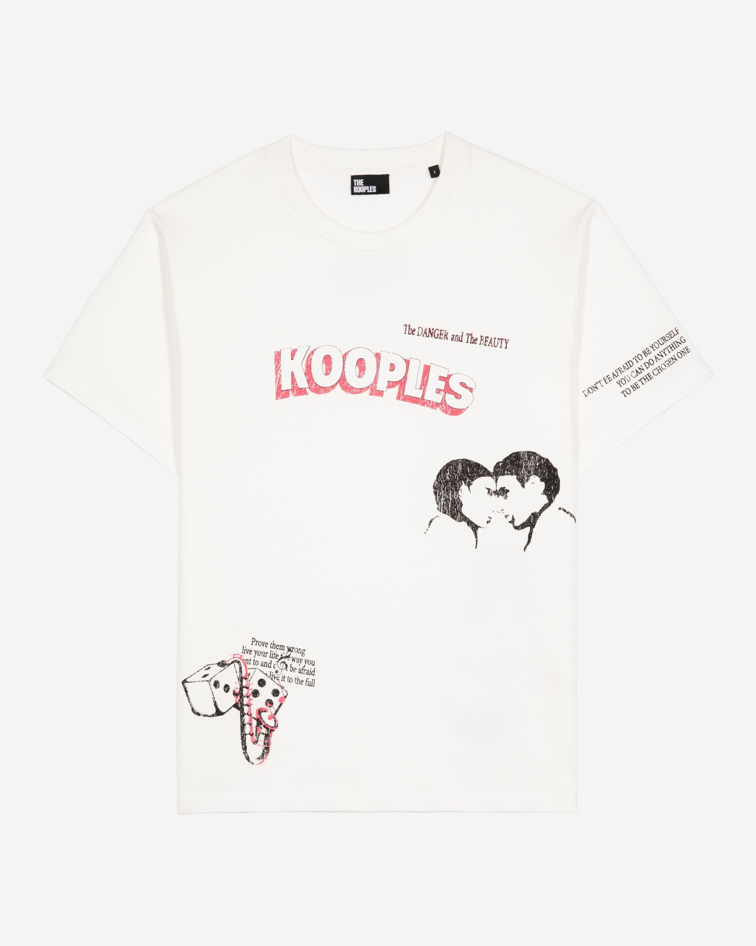 T-shirt with white screen print, WHITE, hi-res image number null