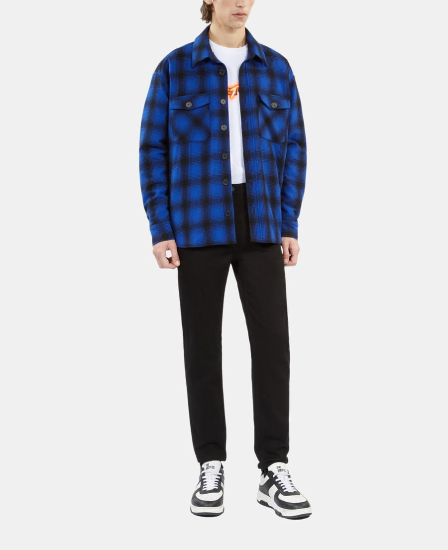 The Kooples HOMME BLUE BLACK blouson type surchemise à carreaux