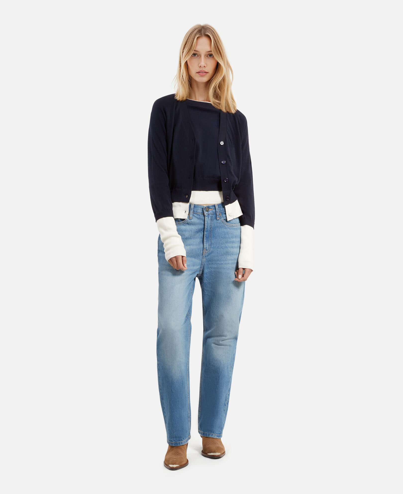 The Kooples WOMEN DARK NAVY-ECRU navy and ecru cardigan