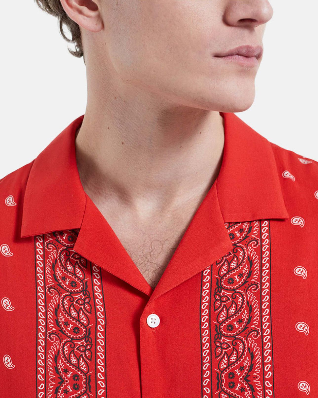 The Kooples HOMME RED-BLACK-WHITE chemise col requin