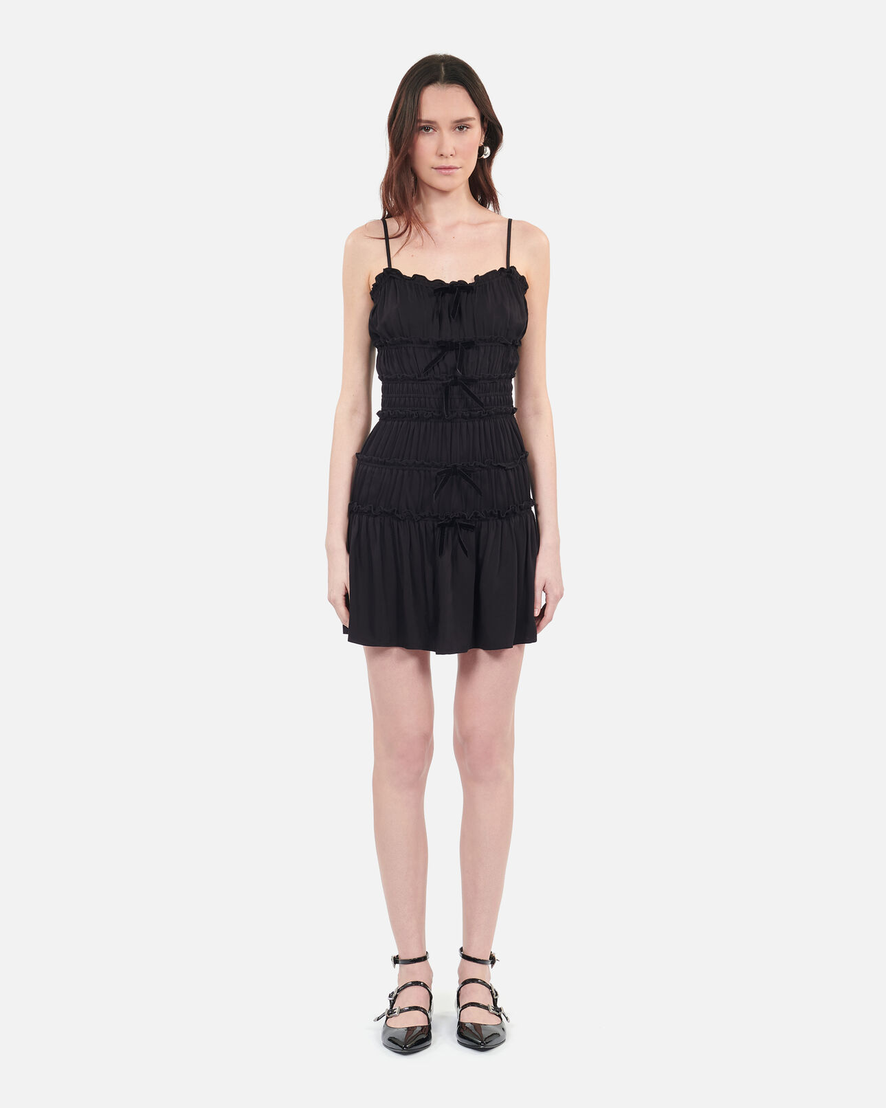 The Kooples WOMEN BLACK short black dress with bows