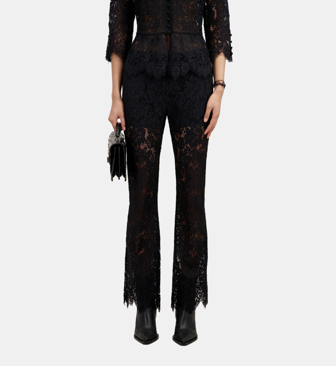 Pantalon noir online dentelle