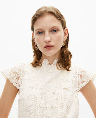 The Kooples DAMEN ECRU kurzes kleid aus ecrufarbener spitze