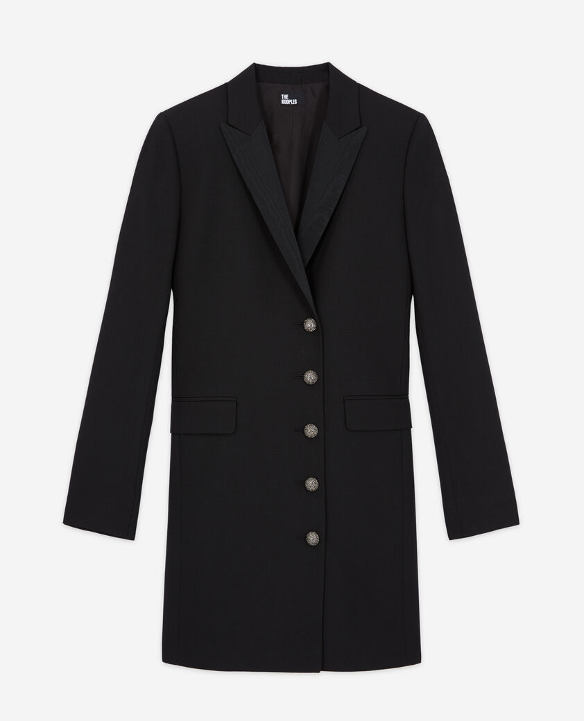 The Kooples DAMEN BLACK schwarzes kurzes wollkleid