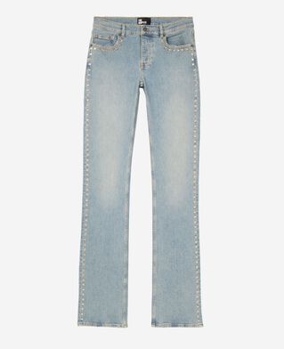 The Kooples FEMME BABY BLUE jean slim long avec studs bleu