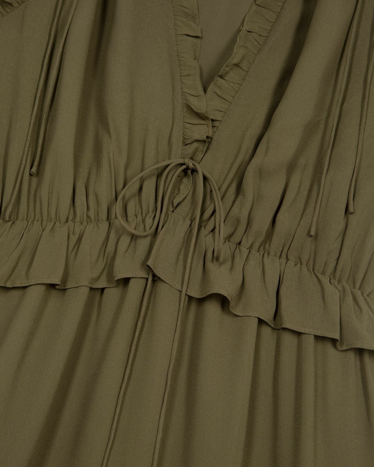 The Kooples MUJER KAKI vestido corto con volantes caqui