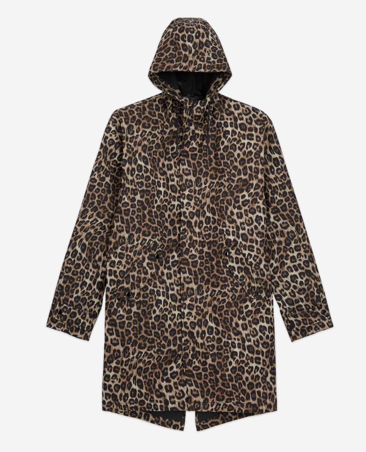 Long parka with leopard print hood The Kooples US