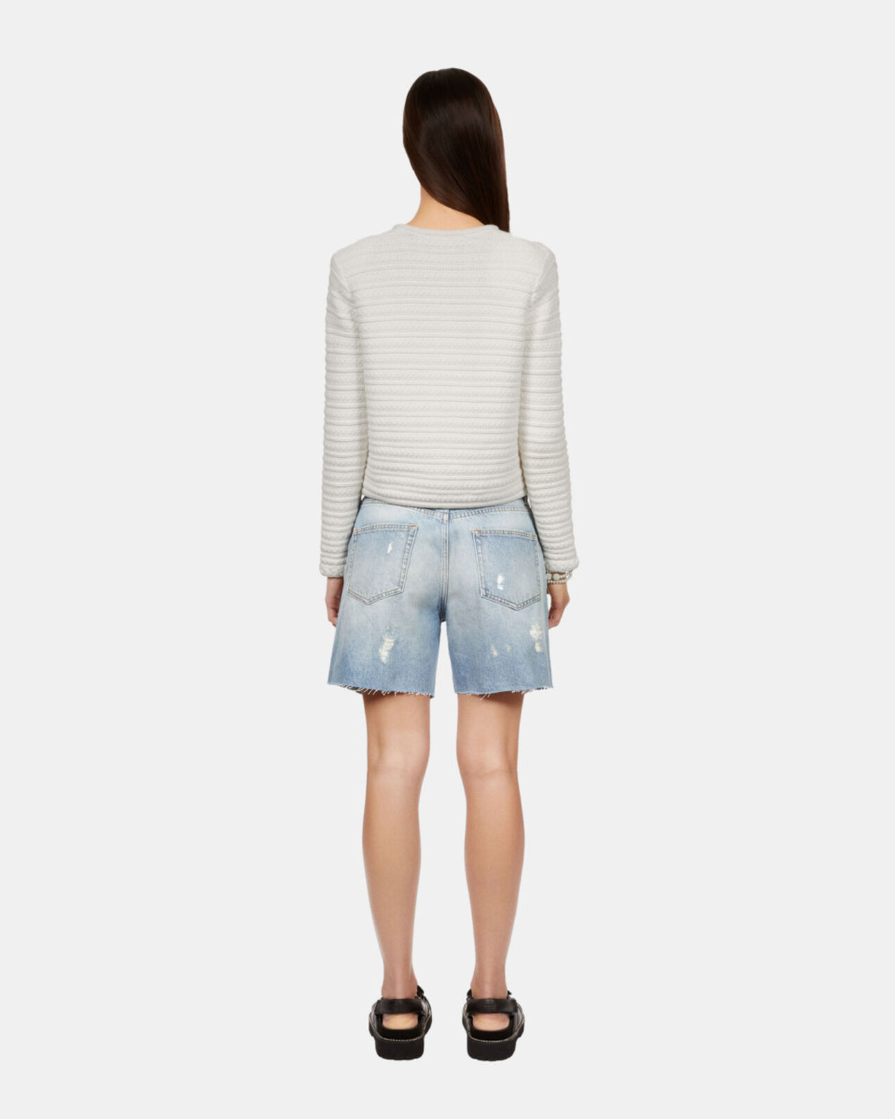 The Kooples WOMEN ECRU ecru cable knit cardigan