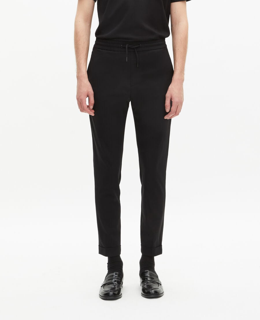 The Kooples MEN BLACK black straight-cut wool pants 