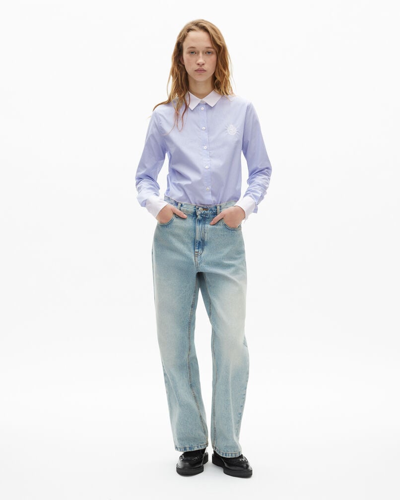 The Kooples WOMEN BLUE WHITE striped poplin shirt