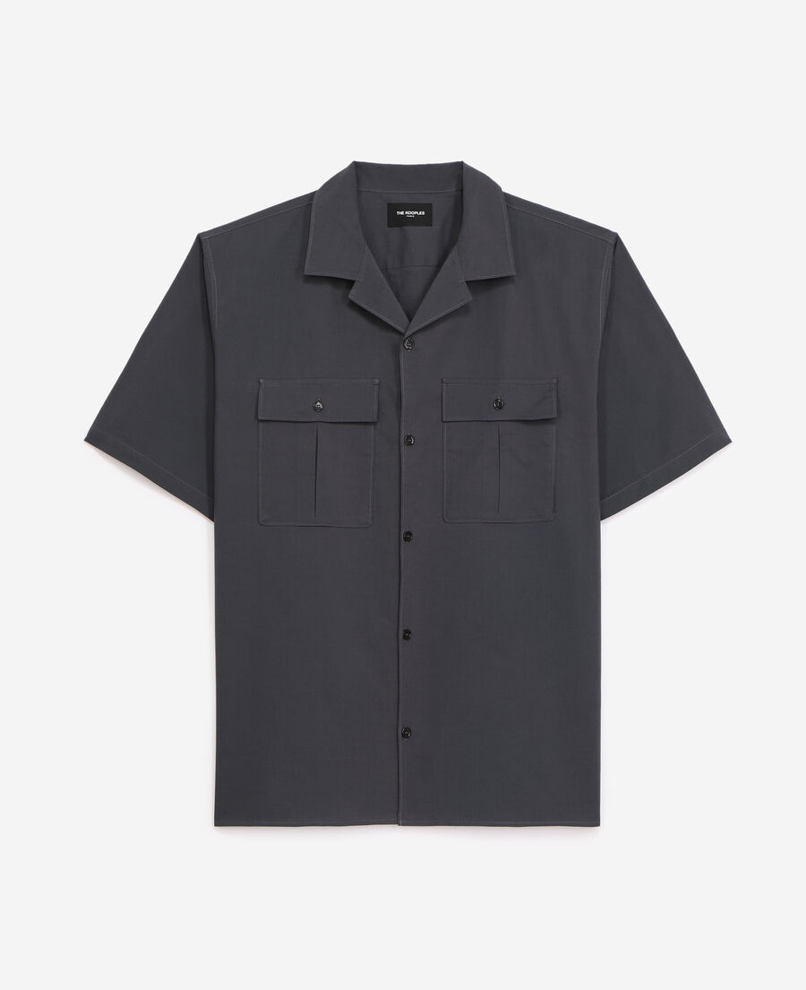 charcoal gray cotton shirt with pockets