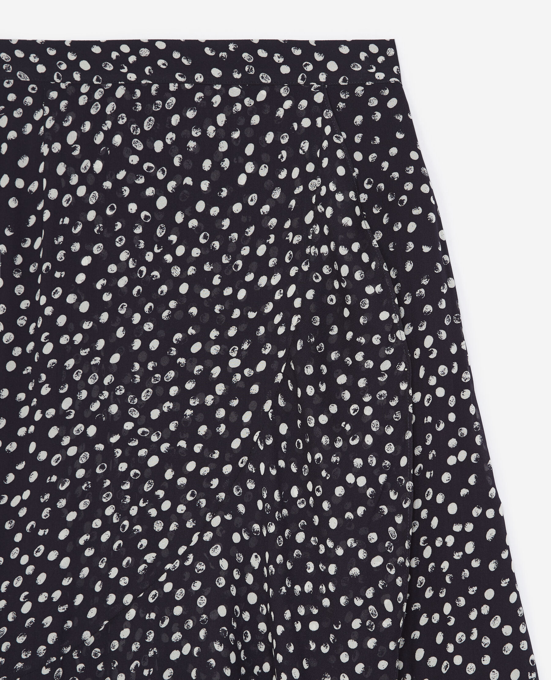 Jupe longue fluide bleu marine pois The Kooples France