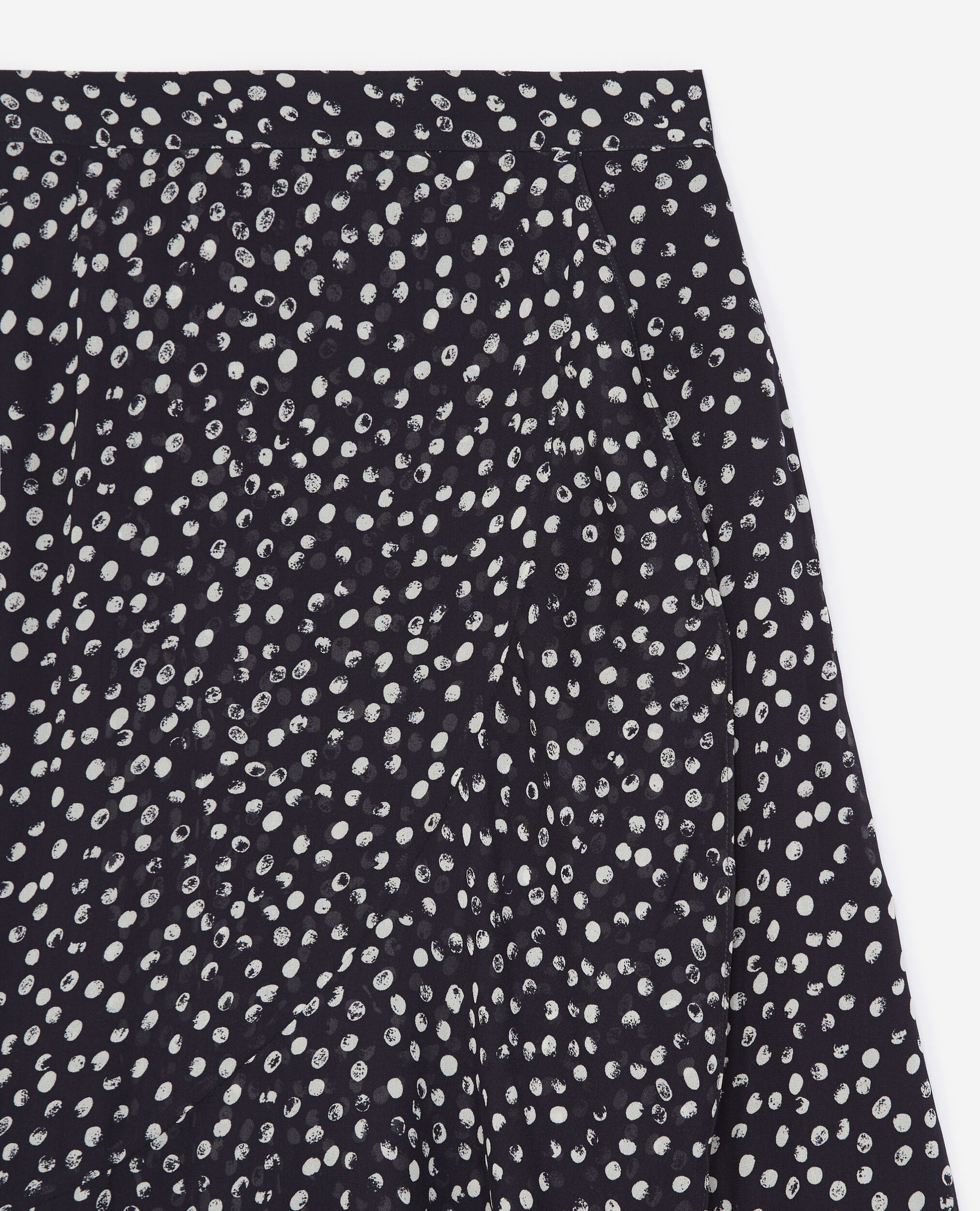 Long flowing navy blue skirt with polka dots, NAVY / WHITE, hi-res image number null