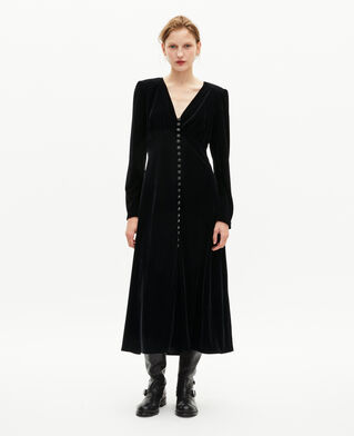 The Kooples WOMEN BLACK black velvet maxi dress
