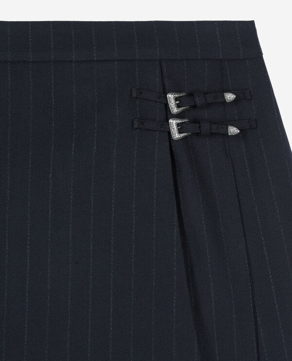 The Kooples WOMEN BLACK short black striped pleated skirt