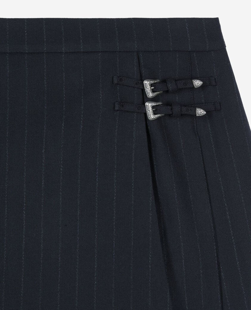 The Kooples F BLACK short black striped pleated skirt