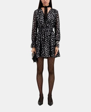 The Kooples FEMME BLACK SILVER robe courte avec cœurs argentés noire