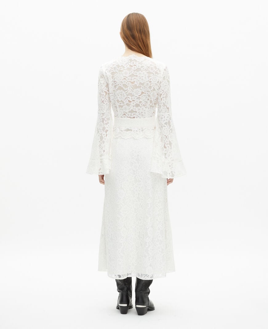 The Kooples WOMEN ECRU white lace flared sleeve top