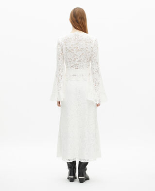 The Kooples WOMEN ECRU white lace flared sleeve top