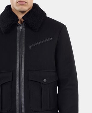 The Kooples H BLACK black wool blend aviator jacket