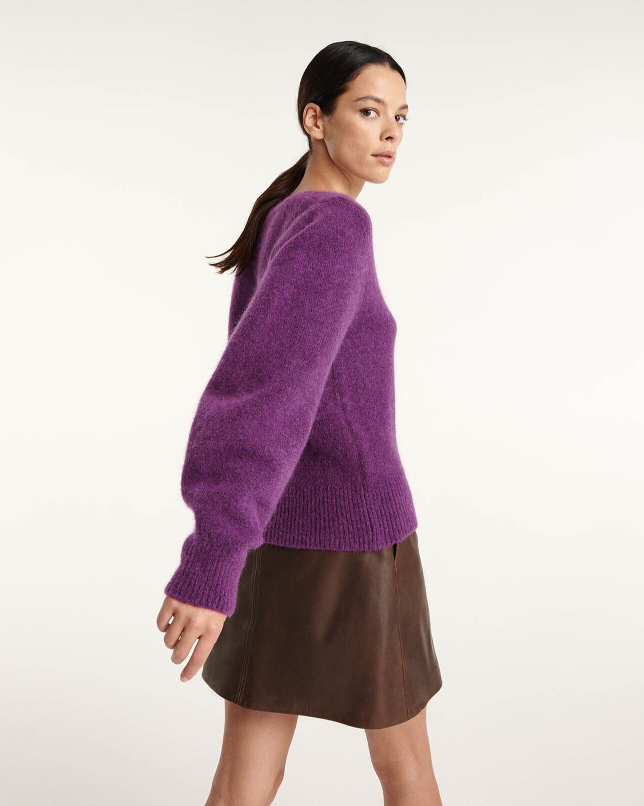 The Kooples WOMEN PURPLE purple v-neck sweater with loose sleeves