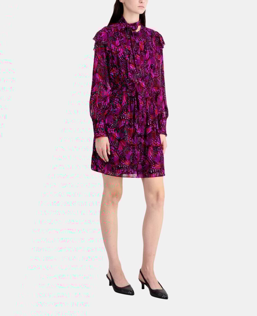 The Kooples FEMME PINK robe courte imprimée avec volants