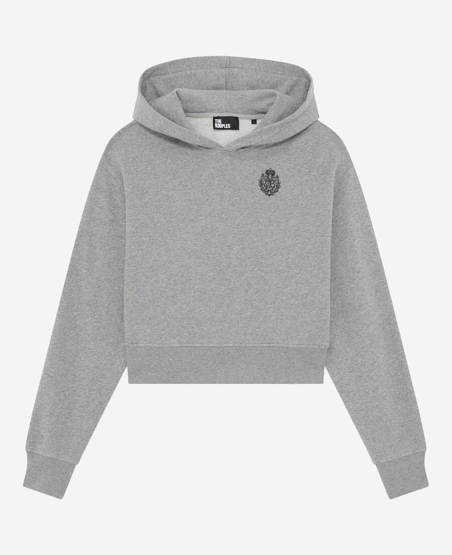 The Kooples F GREY MELANGE grey short hooded sweatshirt