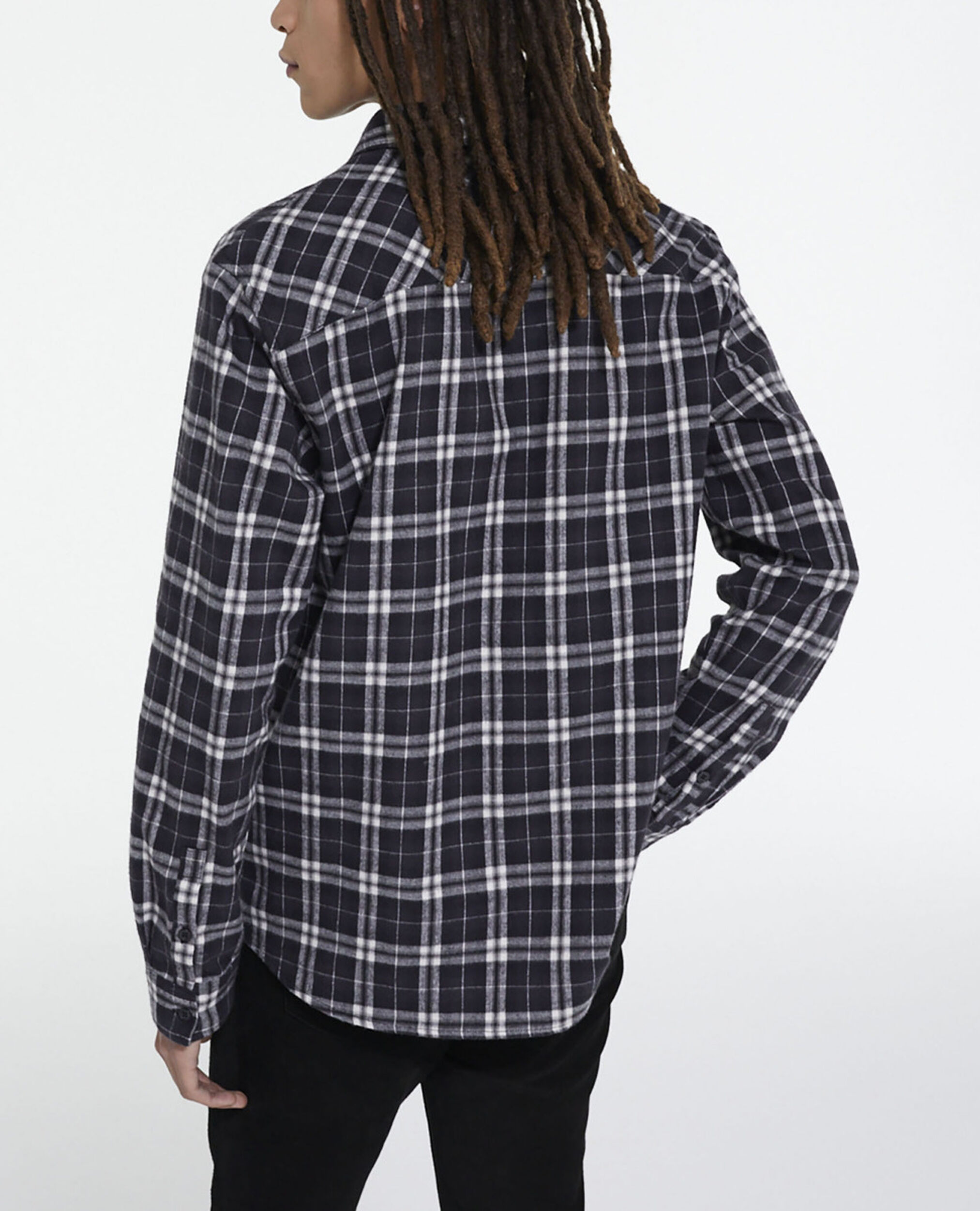 Check classic collar shirt, BLACK, hi-res image number null