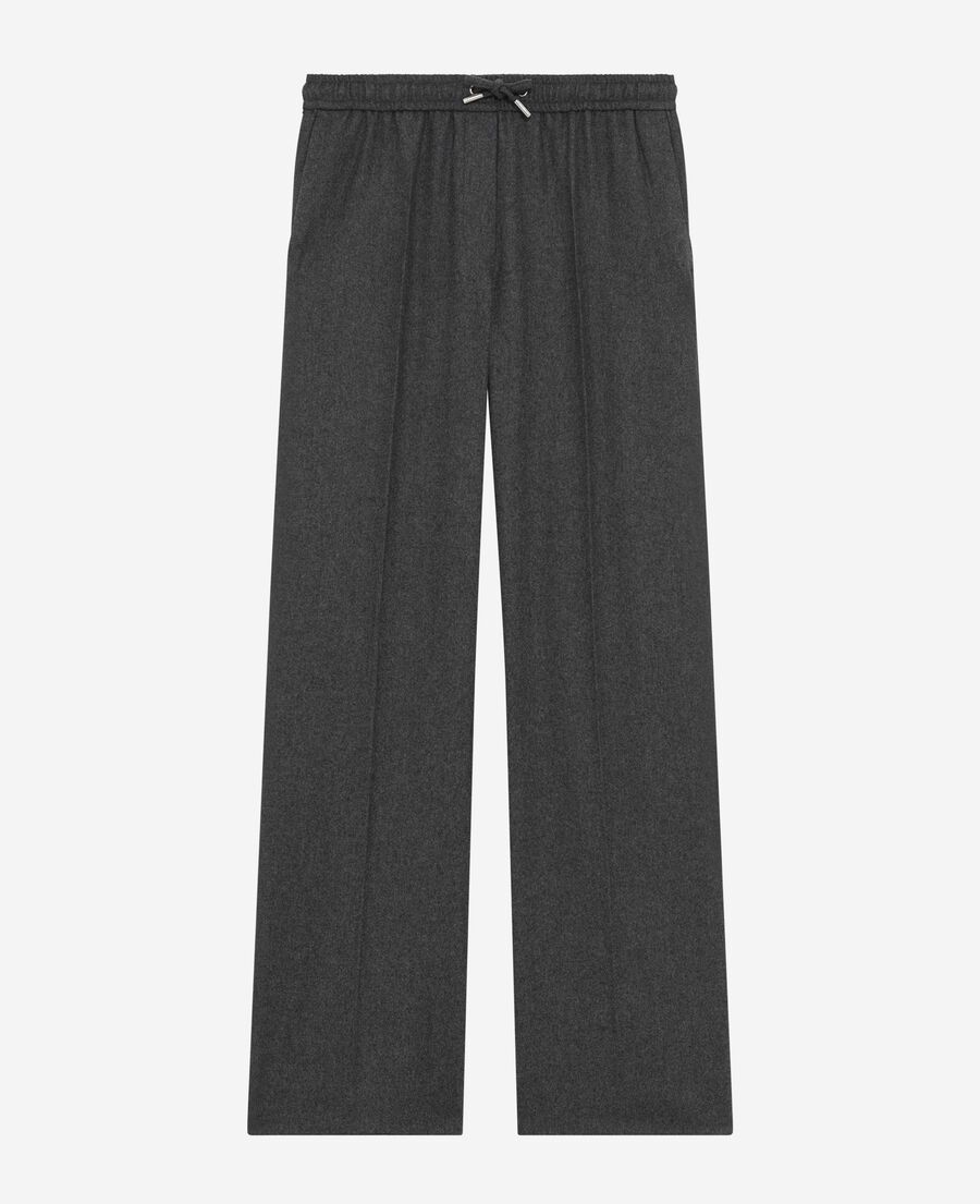 The Kooples WOMEN GREY dark grey flannel wide-leg pants
