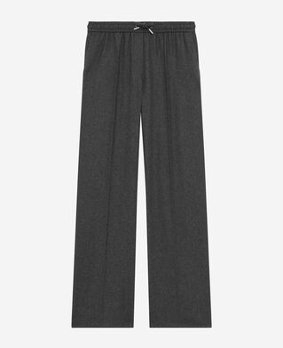 The Kooples WOMEN GREY dark grey flannel wide-leg pants